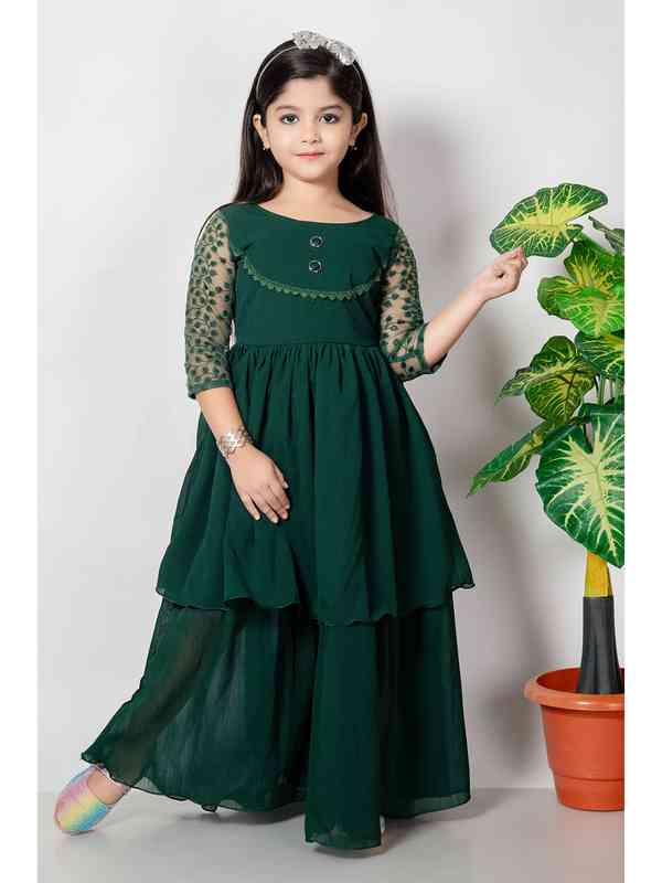 bottle green colour pakistani dress Shop Iconic Women Green Printed V Neck Dress Online – Iconic India main image 1
