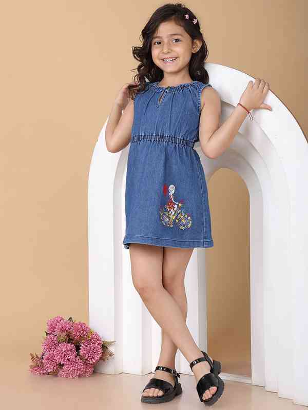andmary ♥︎ Demi layered minidress Denim Kids Dresses - Buy Denim Kids Dresses online in India
