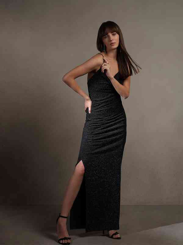 navy blue cotton dress Navy Blue Warm Cotton Waffle Fit and Flare Maxi Dress 62