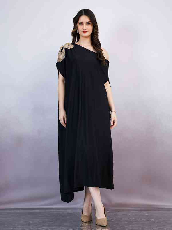 Athena Black Embellished Maxi Dress - Buy Athena Black Embellished Maxi  Dress online in India