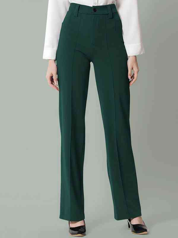 dark green dress pants women Pleated WIDE Leg Dress Pants for Tall Women in Midnight Green 10 / Extra Tall / Midnight Green main image 1