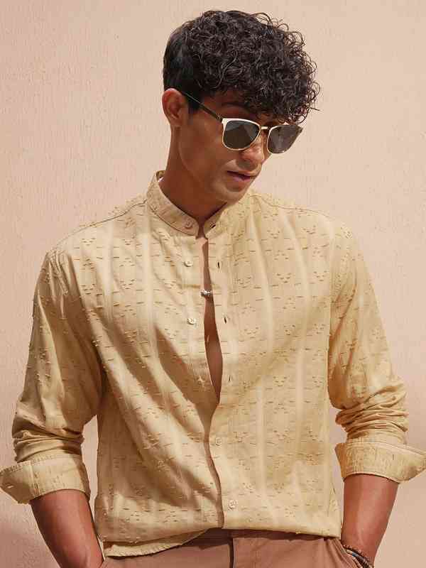 gold color men's dress shirt Gold Colorful Men'S Dress Shirt Gold / 20.5” Neck /37-38” Sleeve main image 1