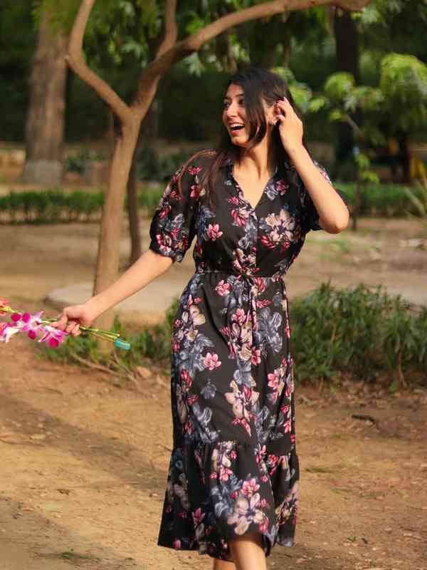 floral midi dress for women Petal and Pup Women's Darina Strapless Midi Dress