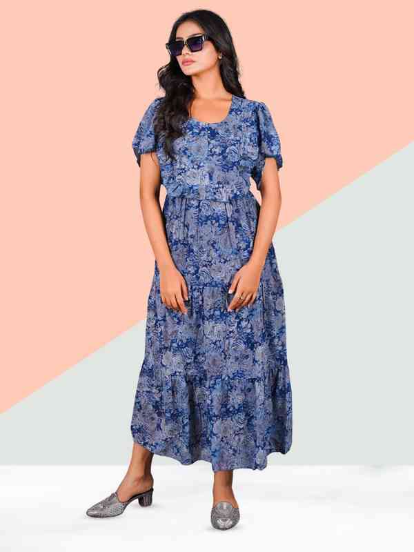 Women's Summer Midi Dress - Short Sleeve Floral Print Loose Sundress, Color 4, Size 5X-Large