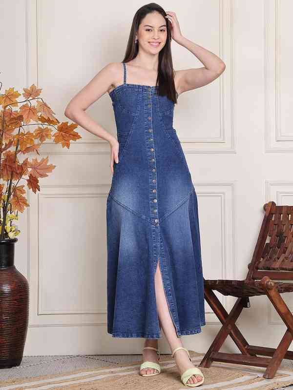 Denim Dresses Women Long - Buy Denim Dresses Women Long online in India