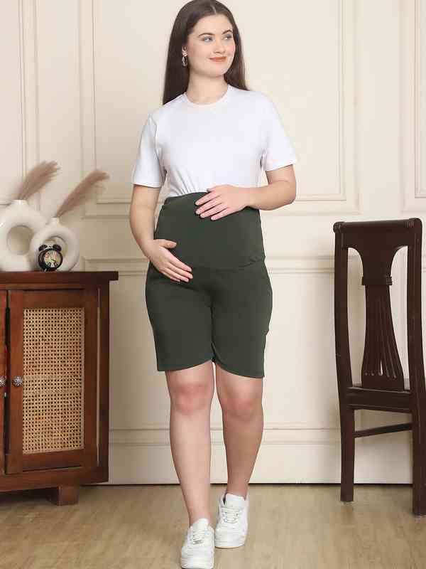 MijaCulture Maternity Capri Pants 4090 L Mint - Relaxed Fit Cropped