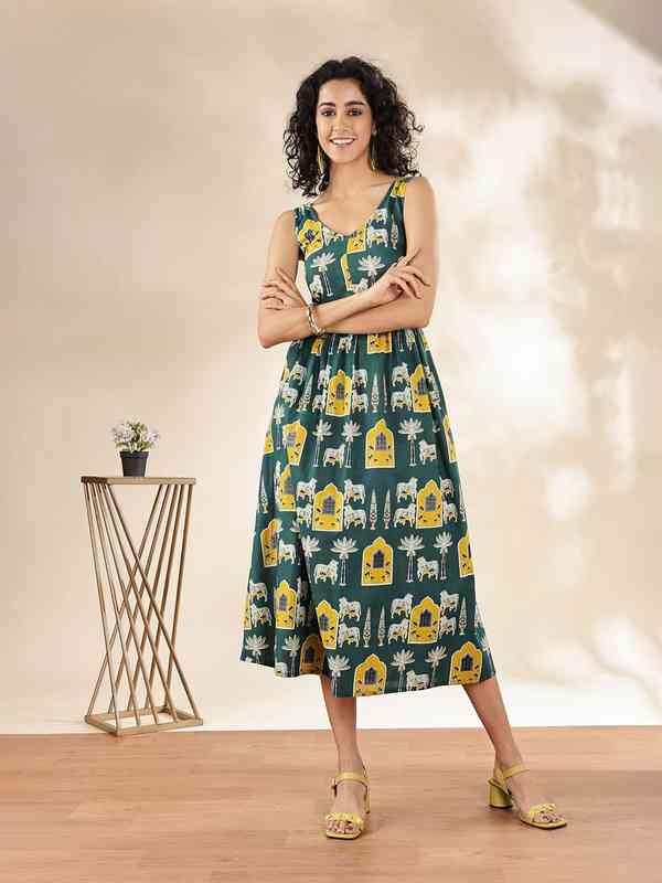 OFEEFAN Women's Spaghetti Strap Maxi Dress - Long Summer Dress With Pockets In Yellow - View #8