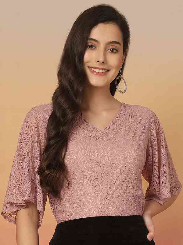 Women Tops Pink Lace - Buy Women Tops Pink Lace online in India