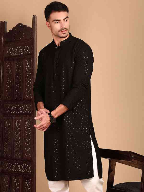 glam and glitter dress for men Midi Bodycon DRESS STARRY Black with Low Neckline L / Black main image 1