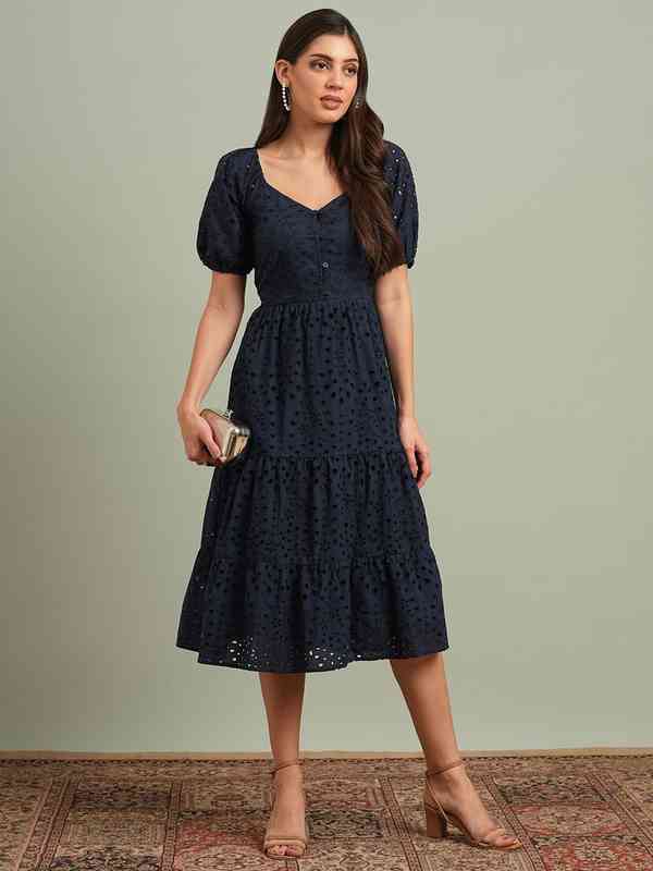 Navy Blue Grey Dresses - Buy Navy Blue Grey Dresses online in India