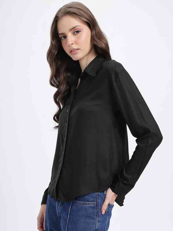 Long Sleeve Black Shirt Tops - Buy Long Sleeve Black Shirt Tops