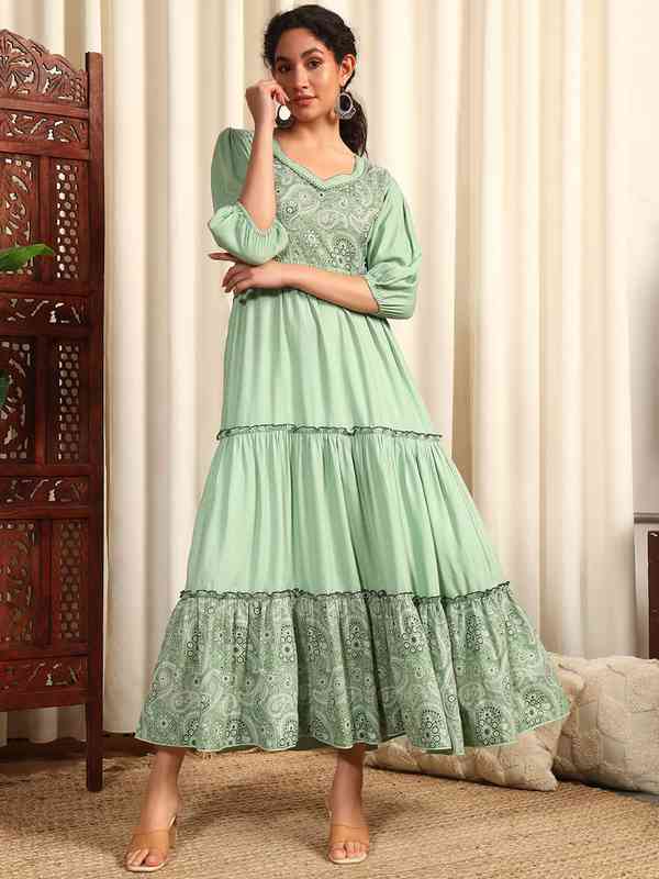 green dress online india Buy Viridian Green Bow Dress Online in India