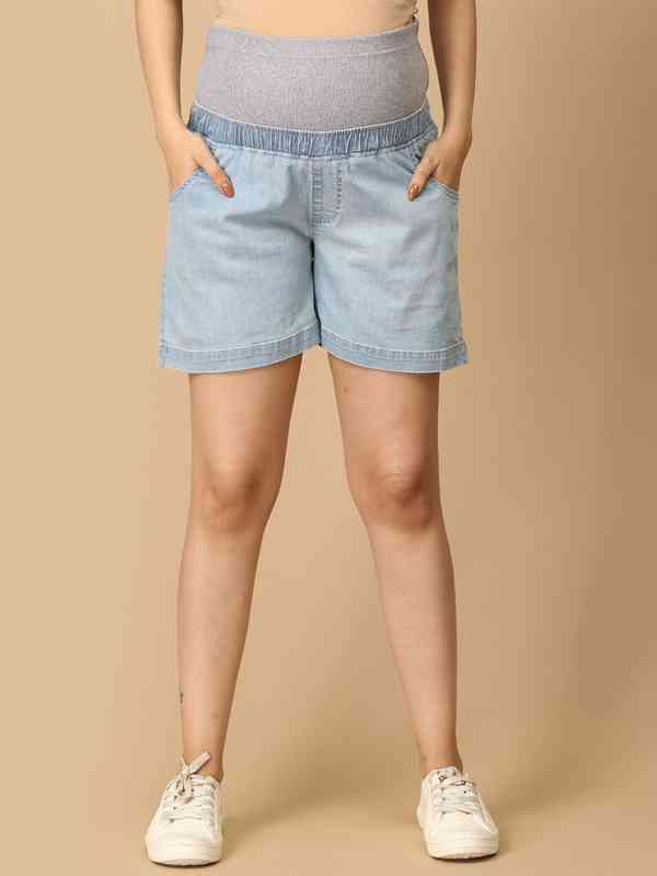 Women's Ripped Bermuda Denim Shorts - High Waist Stretchy Summer Mom Shorts With Distressed Details