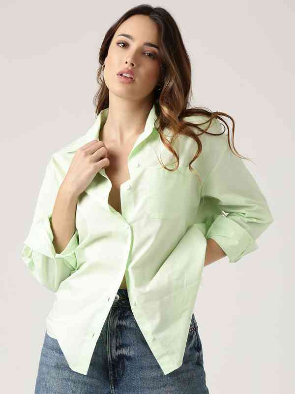 lime green dress shirt women's Lime Green Long Sleeves Shirt Dress – Gabi Swimwear
