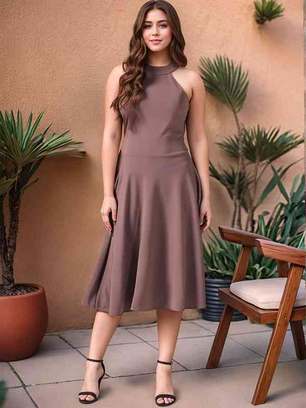 Mustard Brown Self Design A Line Dress - Buy Mustard Brown Self Design A Line Dress online in India Mustard Brown Self Design A Line Dress - Buy Mustard Brown Self Design A Line Dress online in India