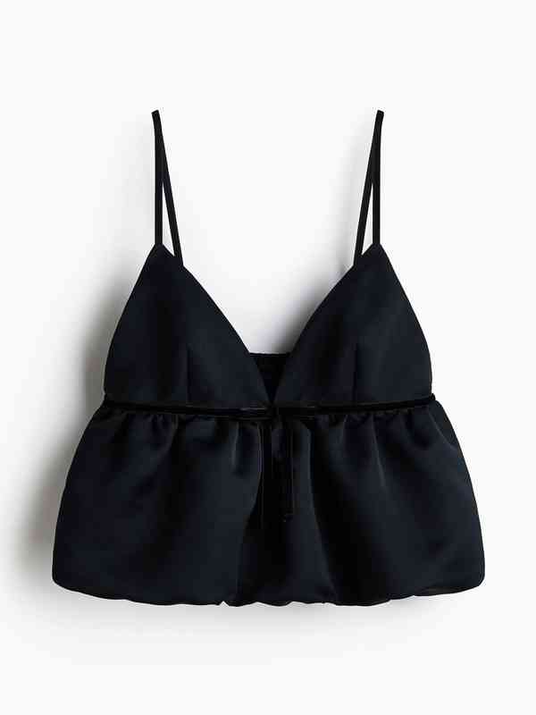 Black Balloon Sleeves Top For Women - Buy Black Balloon Sleeves