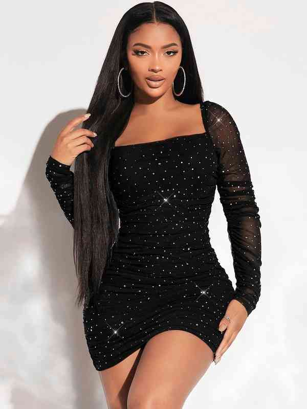 Black Embellished Bodycon Dress - Buy Black Embellished Bodycon Dress online in India Black Embellished Bodycon Dress - Buy Black Embellished Bodycon Dress online in India
