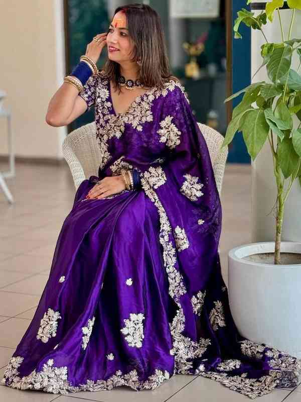 violet colour saree images