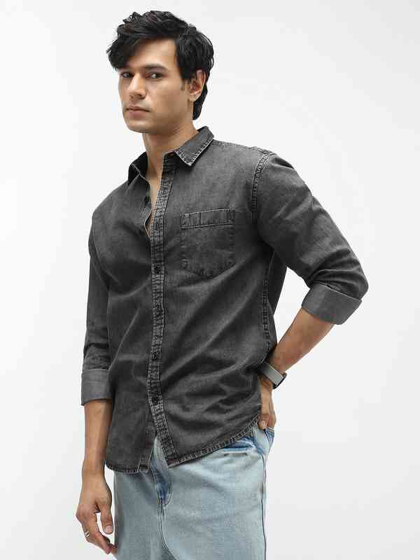 Grey Denim Shirt - Buy Grey Denim Shirt online in India