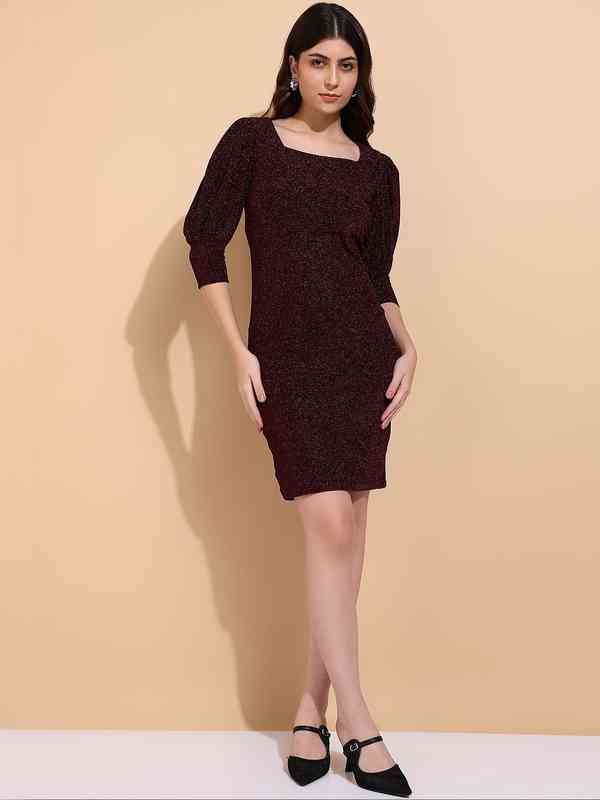 3 4 bodycon dress Violetta 3/4 Sleeve Bodycon Dress, Navy – Jolie Moi Retail main image 0