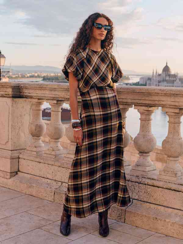 long checkered dress Viv Double Cloth Maxi Dress-Multi Check main image 0