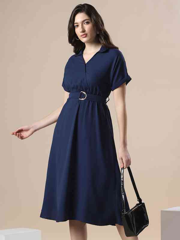 Navy Blue Grey Dresses - Buy Navy Blue Grey Dresses online in India