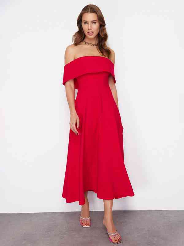 formal wedding guest dresses midi Elegant Midi Length ruffles sleeve Twisted Wedding Guest Dresses with
