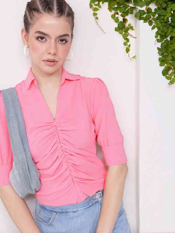 Women Tops Pink Lace - Buy Women Tops Pink Lace online in India