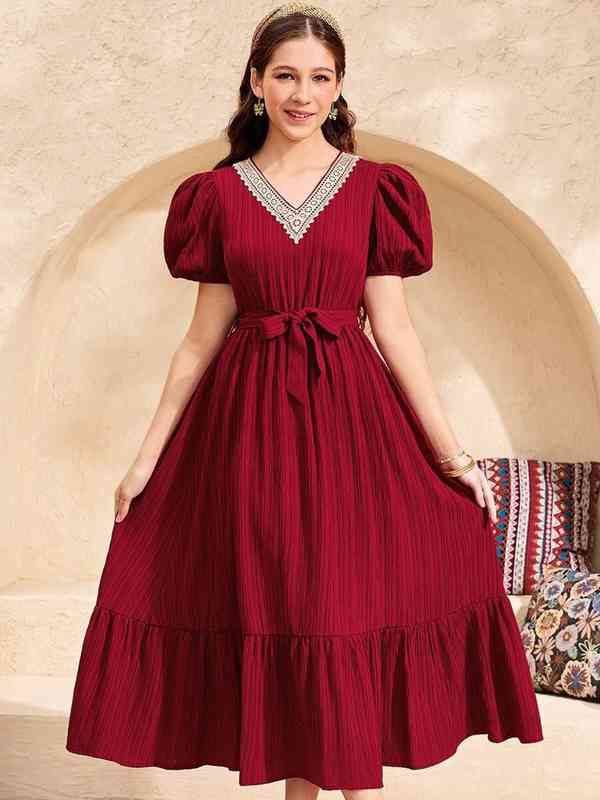 Maroon Knee Length Dress - Buy Maroon Knee Length Dress online in India