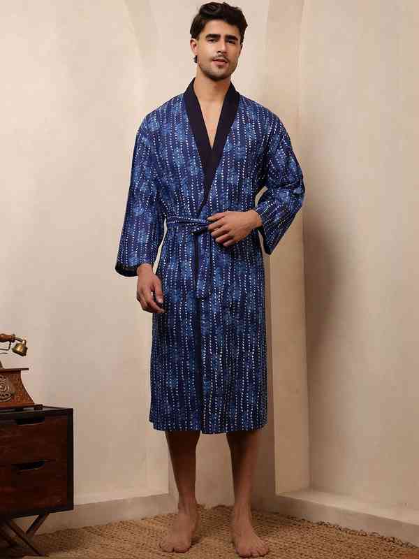Mens Dressing Gown Mens Loungewear Robe Long Mens Silk Robe Real Pure  Luxury Silk Bathrobe Navy