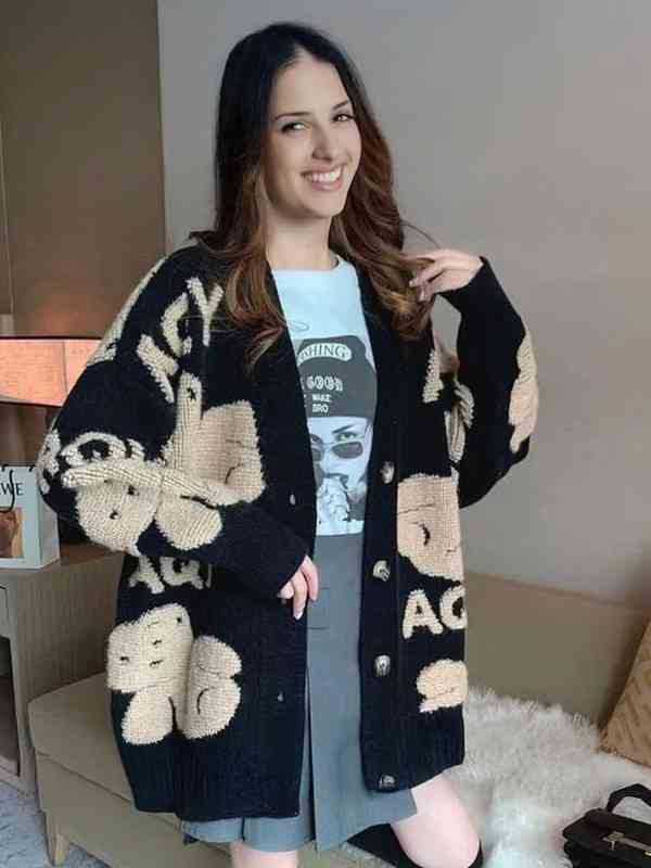 Women Black Printed Cardigan - Buy Women Black Printed Cardigan