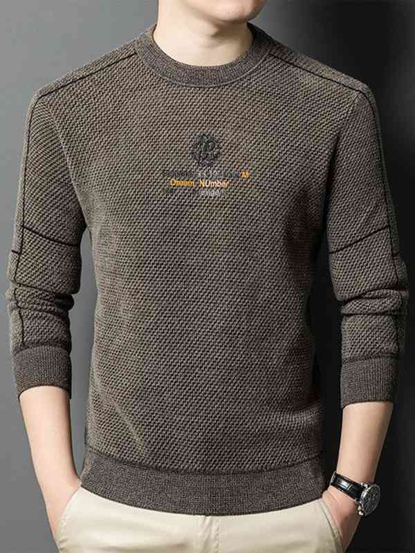 Men's Grey Oversized Fit Textured Street Wear Sweater [GSDFVIYT] Men's Knitted Sweater Thick Casual Round Neck