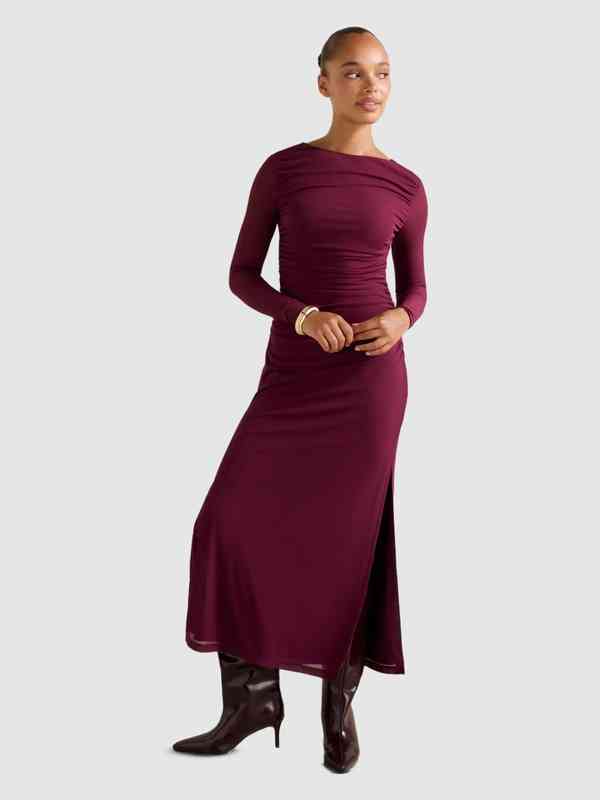 long silk burgundy dress JO Formal Dress main image 0