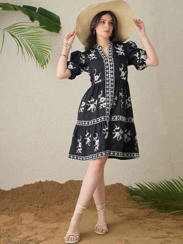 Black Embroidered Dress - Buy Black Embroidered Dress online in India