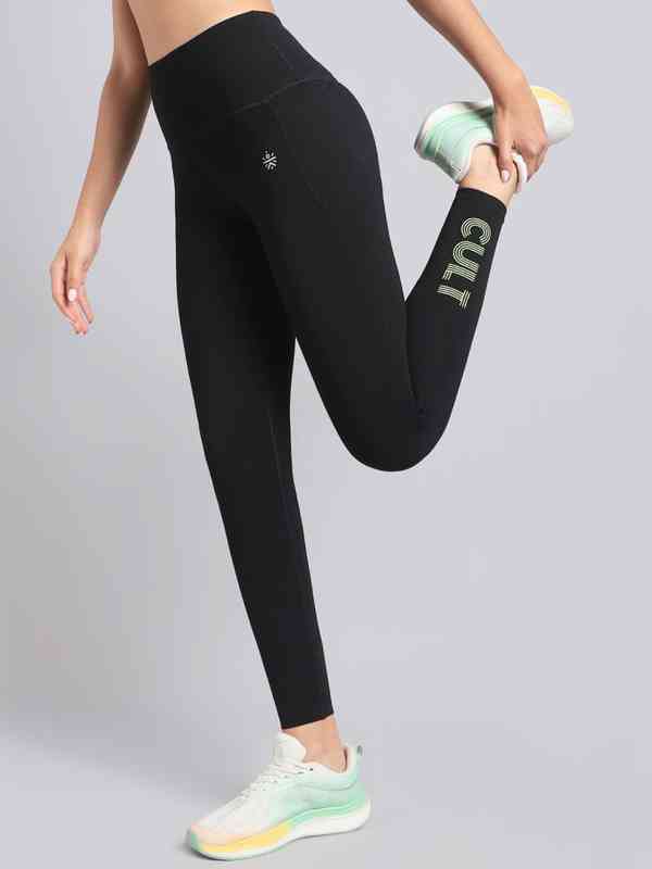 Koton Damen High Rise Sport Leggings – Mit Print, Größe M, Schwarz-design