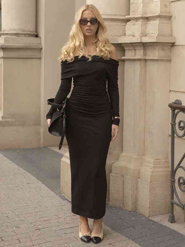 formal black and white striped dress Black and White Striped Satin Strapless Ball Gown