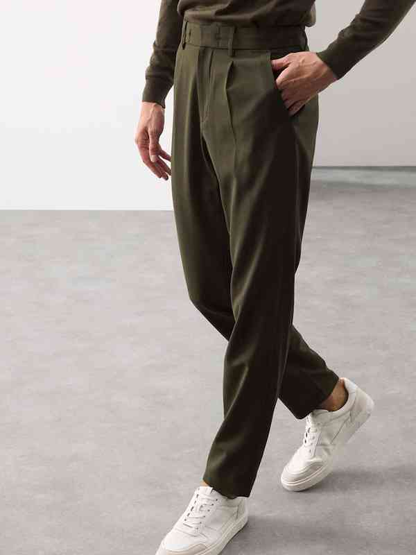 Marks & Spencer LINEN RICH TAPERED - Pantalon classique - oatmeal