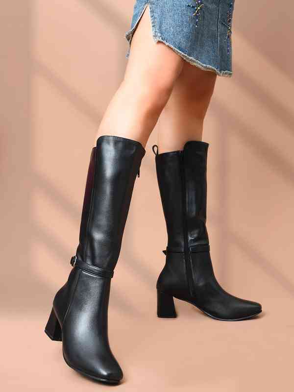 Calf Length Black Boots - Buy Calf Length Black Boots online in India