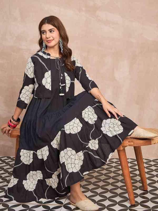sachin and babi light blue dress Mocha Shrug Casual Frock – littlerascals main image 0