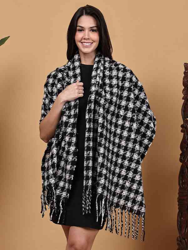 CDGxG-DRAGON Checkered Stole White/Black Black And White Daily