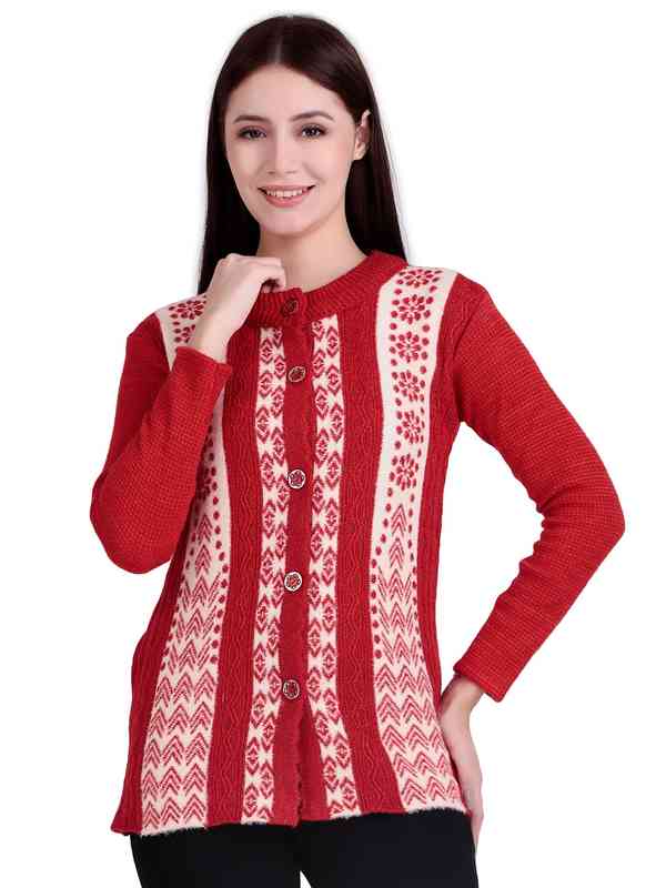 トップス Compact Logo Knit Cardigan red Red Self Design Cardigan - Buy Red Self Design Cardigan