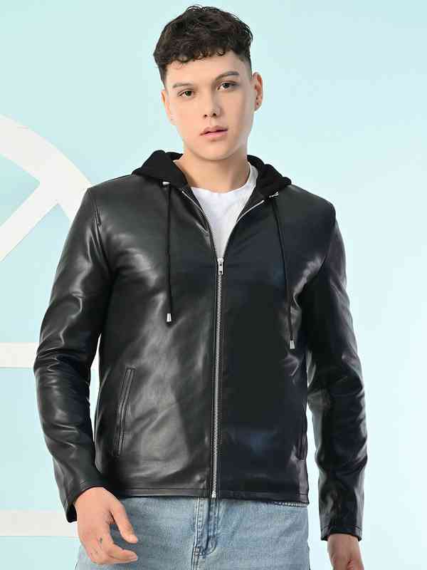 Leather Hooded Jackets - Buy Leather Hooded Jackets online in India
