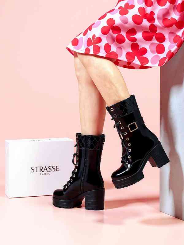 Calf Length Black Boots - Buy Calf Length Black Boots online in India