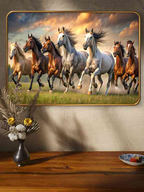 Indian Wall Art Native American Tribe with Horse Poster and Print Landscape Vintage Home Decor Artwork for Living Room Wall Decor Frame Ready to Hang
