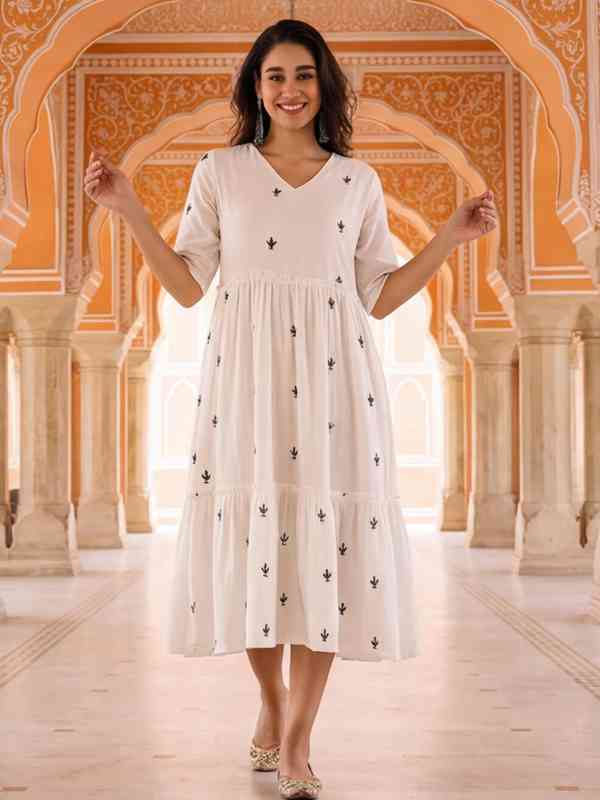 White Embroidered Dress - Buy White Embroidered Dress online in India