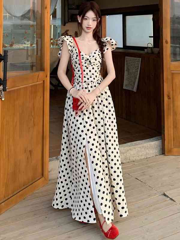 blue polka dot dress forever 21 Zapaka Women Blue Polka Dots Vintage Dress Hepburn Style Swing Dress with Short Sleeves, Blue White Dot / L