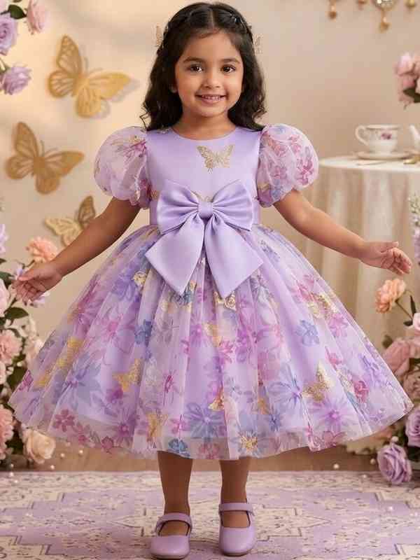 rent dresses for wedding Fancydresswale Princess Floor Length gown for Girls- Dark Purple