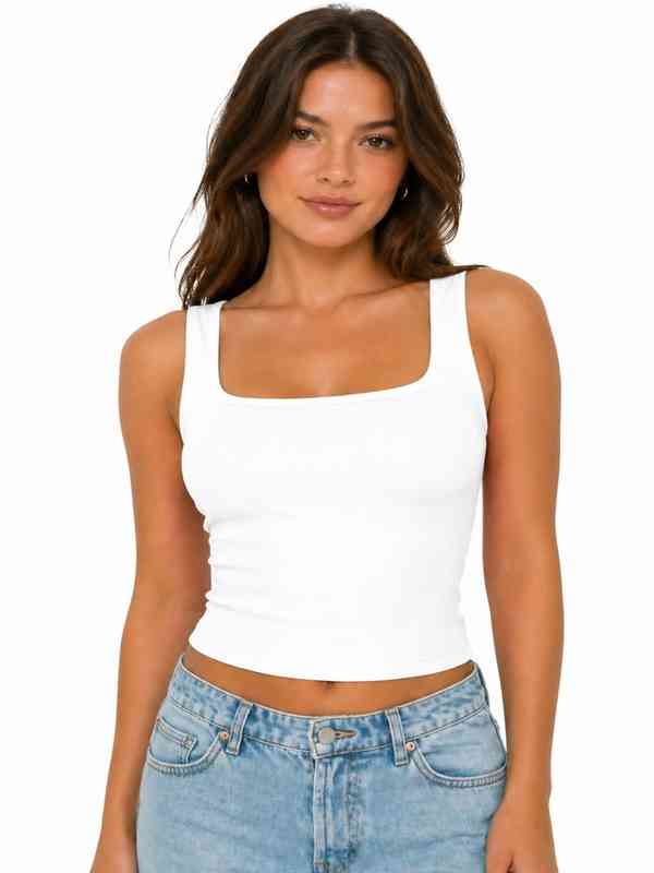 White Ribbed Tank Top - Buy White Ribbed Tank Top online in India