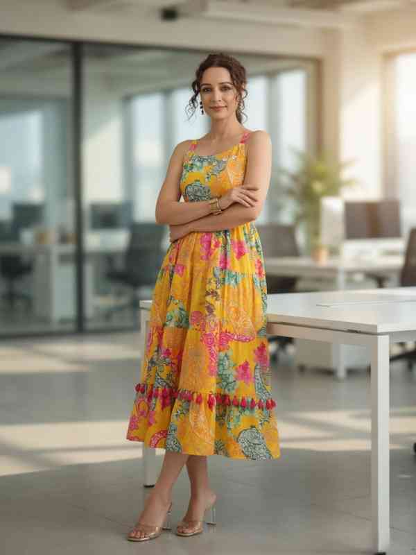 yellow and green combination dress for haldi Custom haldi outfit – Ricco India main image 0
