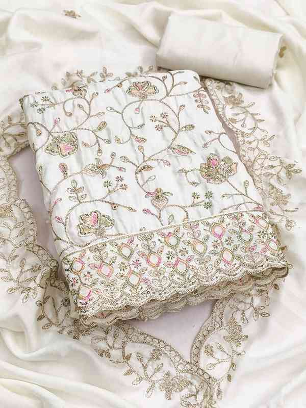 Embroidered White Dress Material - Buy Embroidered White Dress Material online in India Embroidered White Dress Material - Buy Embroidered White Dress Material online in India